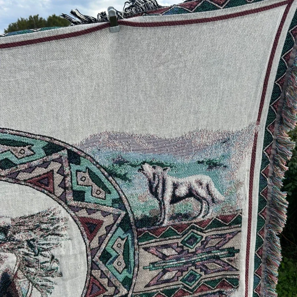 The Rug Barn‎ Shawl Dancer Throw Blanket  53x65 Multi Woven Cotton USA Cabin